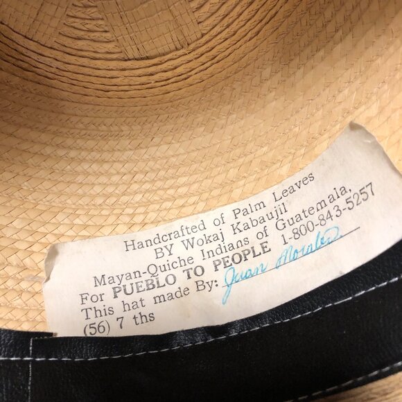 Women Straw hat handmade 100% palm sleeves maya Quiche Indian Guatemala made